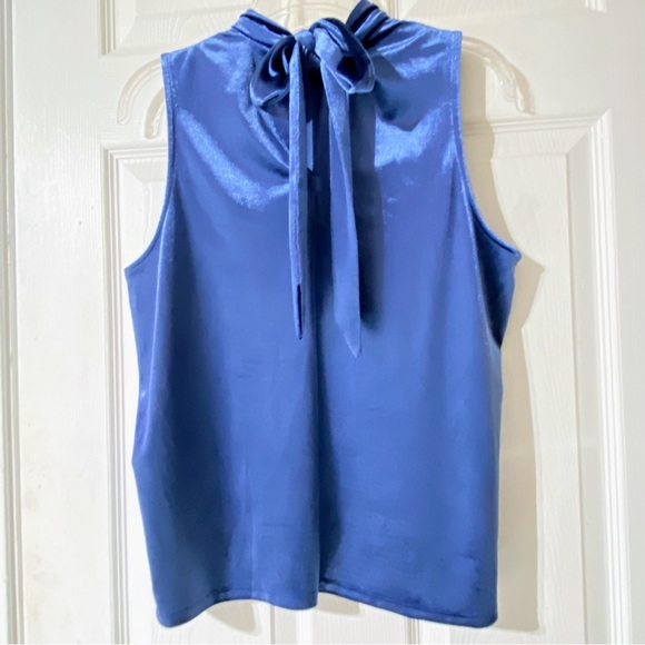 Banana Republic Azure Velvet Sleeveless Mock Neck With Tie Back Sz M NWOT🔷 - Picture 13 of 13